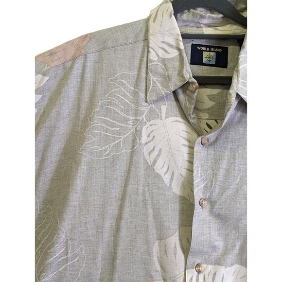 World Island Tropical Hawaiian Button Up Shirt Men size XL Gray Beachy Island - Picture 4 of 12